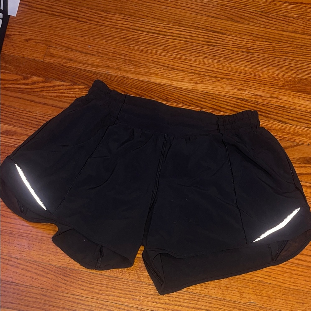 lululemon athletica Black Athletic Shorts with Reflective Stripes